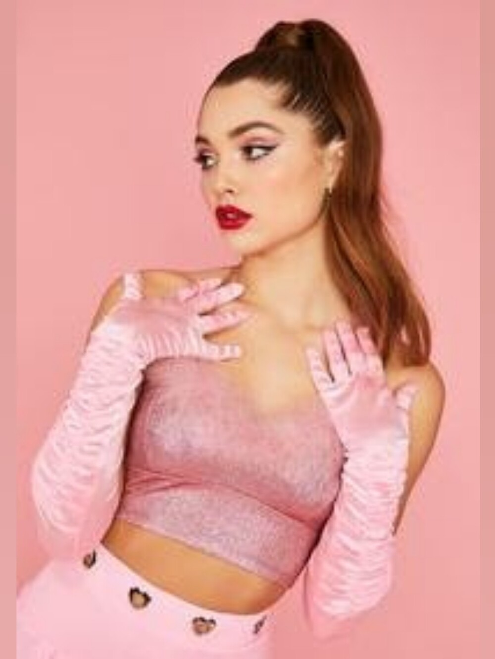 Pink Satin Long Evening Gloves - Women Accessories